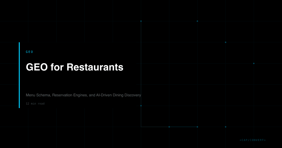 GEO for Restaurants: Menu Schema, Reservation Engines, and AI-Driven Dining Discovery