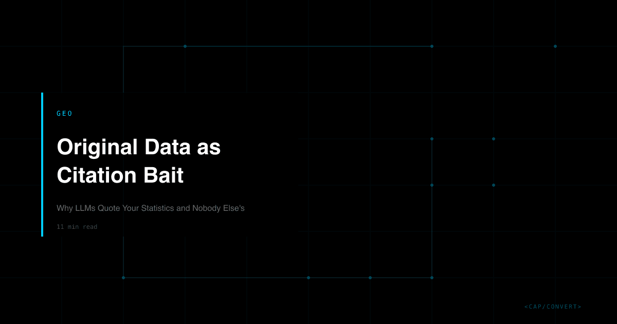 Original Data as Citation Bait: Why LLMs Quote Your Statistics and Nobody Else's
